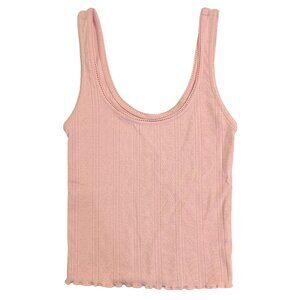 AE Pointelle Tank Top in XXS Dusty Peachy Pink with Lace Trim
